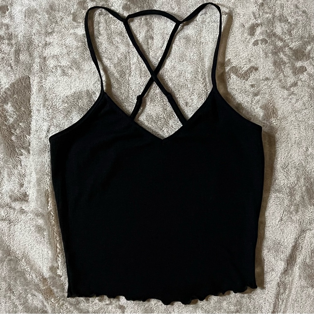 BOZZOLO BLACK STRAPPY CROP TOP